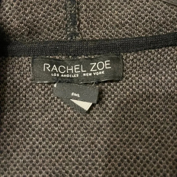 Women's Rachel Zoe Hooded Cardigan Sweater Green Black Camo Print Small Pockets - Picture 5 of 7
